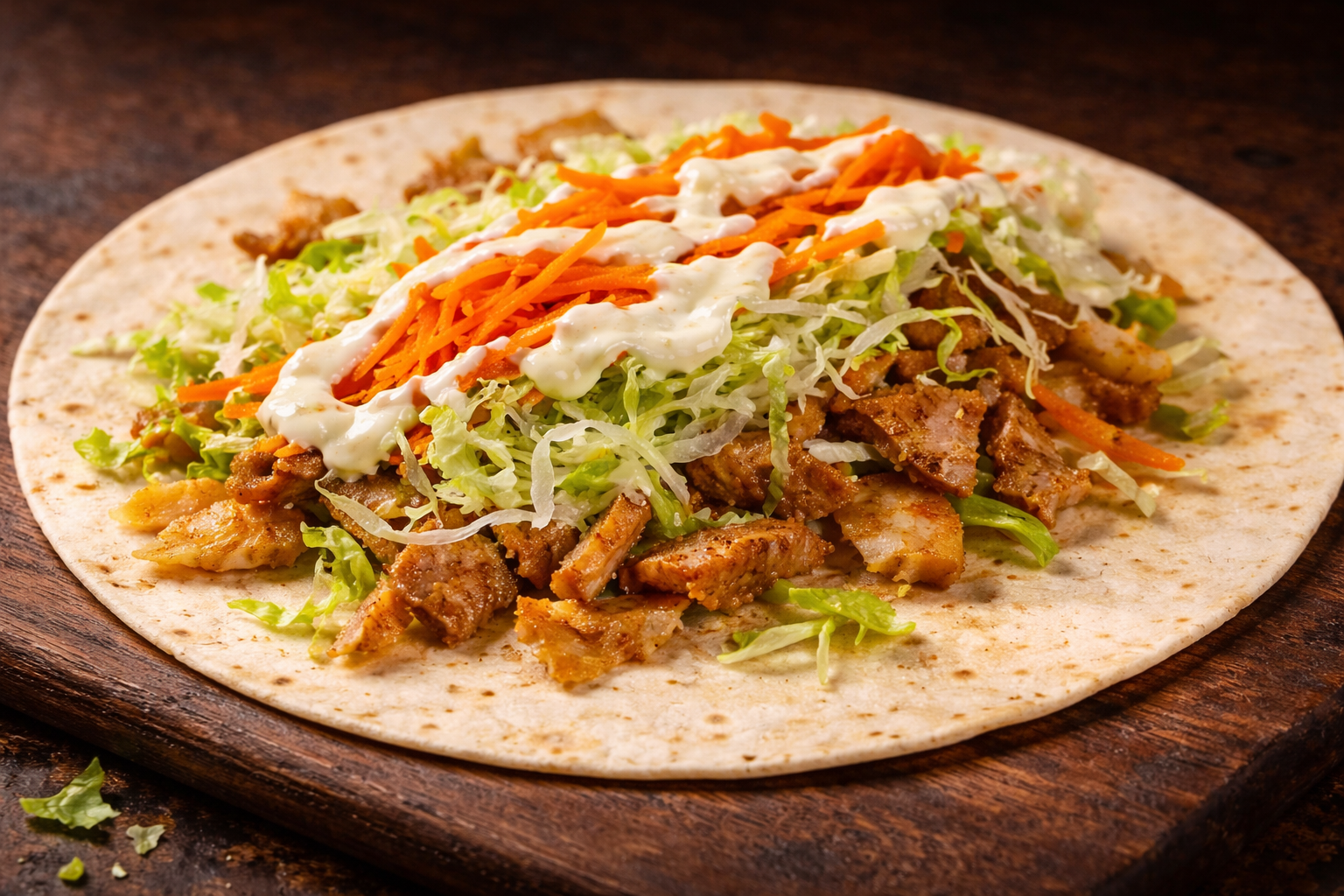 Dürum con carne y vegetales frescos